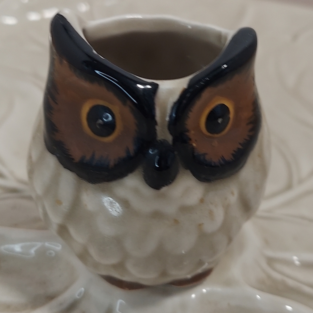 Vintage Otigari Owl Appetizer Toothpick Holder Tray 10" Round - Picture 11 of 11